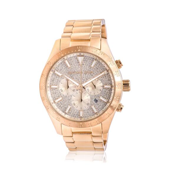 Michael Kors Men's Chronograph Layton Gold Tone Stainless Steel Glam Watch 45mm - Picture 1 of 11